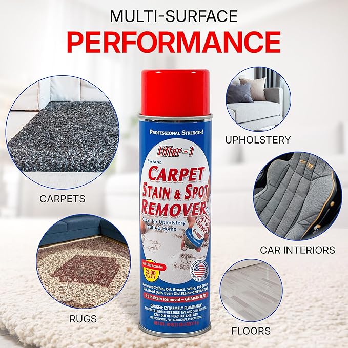 Carpet Spot Remover, Stain and Red Wine Remover and Spot Treatment for Oil, Grease, Urine, Cleaning Performance for Rugs, Upholstery, Fabrics. 18 Fl oz Pack of 1 (72 Fl Oz (Pack of 4))