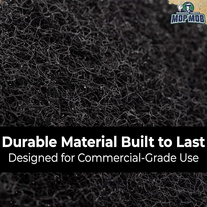 Heavy Duty XL Black Scouring Pad 5 Pack. 10 x 4.5in Large Multipurpose Nylon Scrubbing Sponges. Clean Bathrooms, Kitchens, Counters and Floors to Erase Grime and Make Surfaces Sparkle