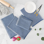 Homaxy Premium Kitchen Towels(18”x 28”, 8 Pack), Large Cotton Kitchen Hand Towels, Flat and Terry Dish Towels, 380 GSM Highly Absorbent Tea Towel Set with Hanging Loop, Navy Blue