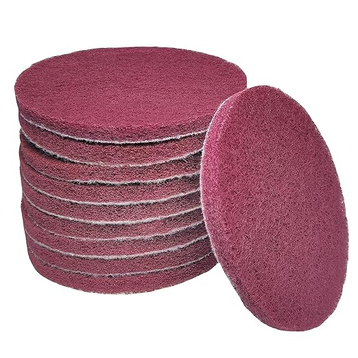 10 PCS 5 Inch 400 Grits Multipurpose Scrubber Scouring Pads Flocking Scuff Pads -Hoop and Loop Scuff Pads Conditioning Discs Polishing Pad for Furniture Automotive Cleaning, Rust Removal