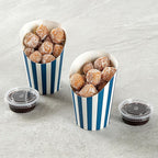 Restaurantware Bio Tek 12 Ounce French Fry Containers 100 Disposable Charcuterie Cups - Incline Design Round Striped Paper French Fry Cups Stackable For Waffles Chips or Popcorn