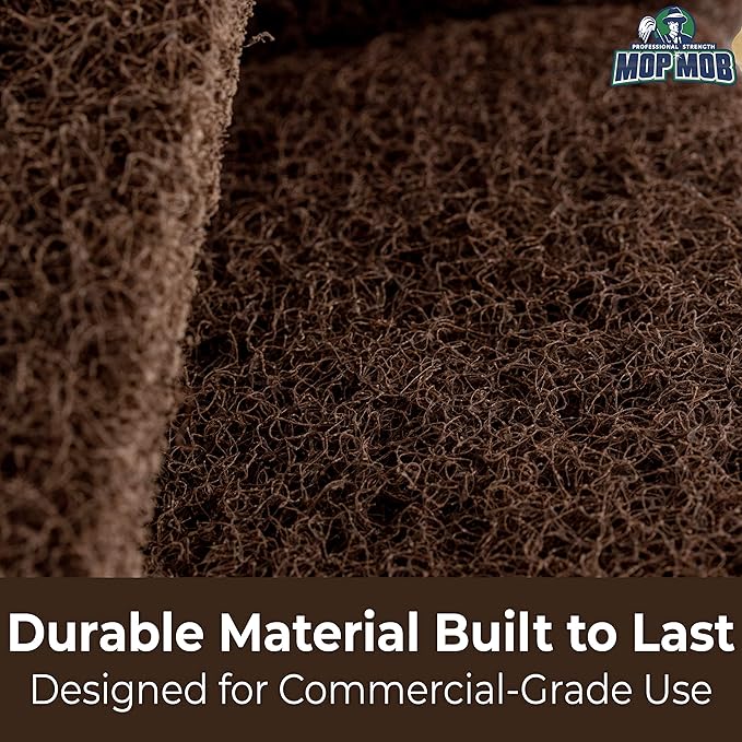 Heavy Duty XL Brown Scouring Pad 2 Pack. 10 x 4.5in Large Multipurpose Nylon Scrubbing Sponges. Clean Bathrooms, Kitchens, Counters and Floors to Erase Grime and Make Surfaces Sparkle
