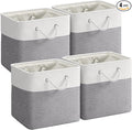 12 x 12 Inch Cube Storage Bins, 4 Pack Fabric Storage Basket with Handles, Foldable Boxes Organizer for Shelf Baskets for Home, Clothes (White/Grey)