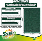 SCRUBIT Scouring Pads - Heavy Duty Scrub Pads for Cleaning Dishes - Non-Scratch - Reusable - Green (50)