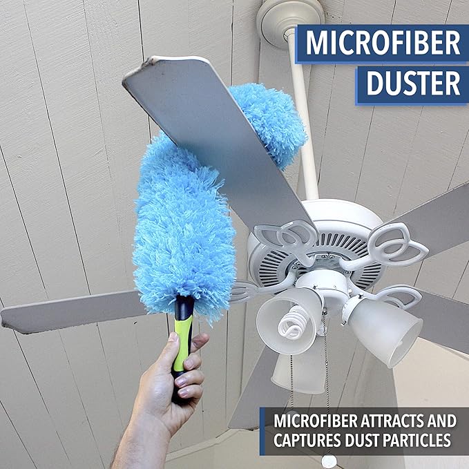 EVERSPROUT 5-to-14 Foot Flexible Microfiber Feather Duster and Extension Pole Combo (20 Foot Reach) | Lightweight, High-Grade Aluminum, 3-Stage Telescopic Pole | Extra Long 24-inch Feather Duster