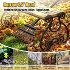 Leaf Rake: 8.5" Wide Heavy Duty Small Metal Garden Rake for Lawn Yard Garden Bed Leaves Debris Shrub Pine Needles Cleanup, 11 Metal Tines, Lightweight Kids Leaf Rakes, 72” Long Handle