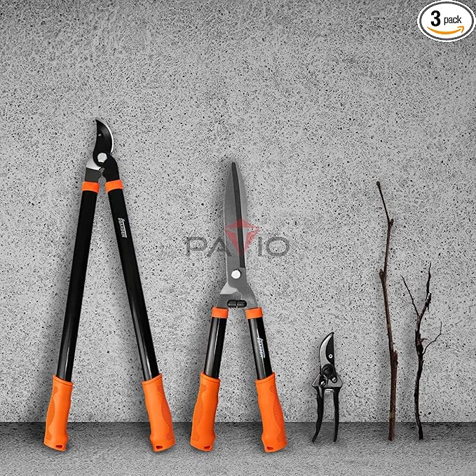 Patio Paradise Garden Tool Loppers 3 PCS - Hedge Shear, Shrub Shears Purner, Tree Trimmer, Pruning Clippers, Branch Cutter Kit, Heavy-duty Shears for Yard, Lawn, Gardening Gift