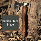 Axe with Carbon Steel Blade and Wooden Handle - Premium Hatchet with Paracord Lanyard & PU Leather Sheath