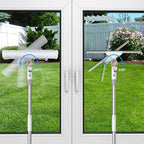 Window Cleaning Squeegee Kit, 14" Silicone Blade and Microfiber Scrubber with 54" Aluminum Handle, 2-in-1 Rotating Window Cleaner for Glass Doors, Shower, Mirrors and Home Windows – LJGG (Gray/White)
