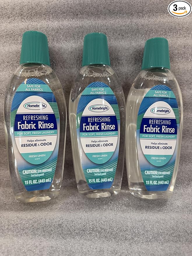 HomeBright Refreshing Fabric Rinse, Fresh Linen Scent, 15 fl oz (443 ml), 3 Pack