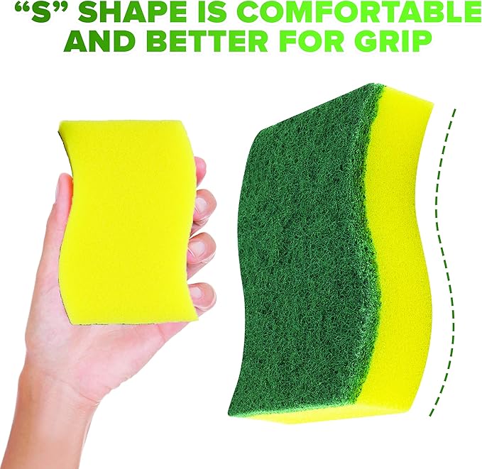 (6 Pack) Heavy Duty Scrub Sponges by SCRUBIT – Kitchen Dish, Sink and Bathroom Cleaning Scrubber Sponge - with Non-Smell Scouring Pad