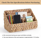 Natural Farmhouse Desk Organizers and Storage, Large Countertop Mail Holder, Tabletop Organizer (Water Hyacinth)