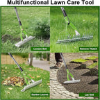 Thatch Rake,15" Lawn Dethatcher Rakes,Dead Grass Remover,Manual Dethatching Rake with Adjustable Length Handle,Scarifier Rake,Thatching Rakes for Lawns Grass Loosening Soil