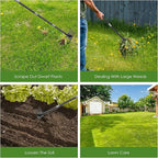 Garden Hoe - Stirrup Hoe and Rake 2 in 1, Heavy Duty Garden Hoe for Weeding with Adjustable Handle 17-60 Inch, Garden Hula Hoe with Rake, Ring Stirrup Hoe Weeder, Black