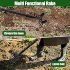 2-in-1 Garden Hoe Tool, Adjustable Length from 37 to 48inch, Ergonomic Design for Weeding and Raking, Durable and Rust-Proof Blade, Save Time and Effort