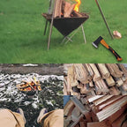 HFS(R) 14.5 Inch Axe Hatchet with Fiberglass Handle Chopping Splitting Camping Axe 21oz/600g Head Weight Heat-Treated Blade, Anti-Slip Grip, Perfect for Gardening, Hiking, Woodworking