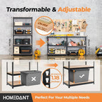 HOMEDANT 35.9" W 5 Tier Heavy Duty Garage Shelving Adjustable Metal Rack Storage Shelves Standing Shelf Unit Organizers Pantry Closet Black 2Pack