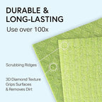 Swedish Wholesale Dishcloths Reusable 8" x 7" Sponge Cloths, Bulk 10 Pack of High Absorbent Cellulose Dish & Kitchen Cleaning Hand Towels, Wring to Dry & Machine Wash, Odor Resistant, Yellow
