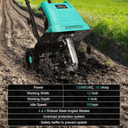 Electric Rototiller Garden Tiller 12 Inch Tilling Width 8-Inch Electric Tiller 10.5 Amp Tiller Cultivator for Garden Yard