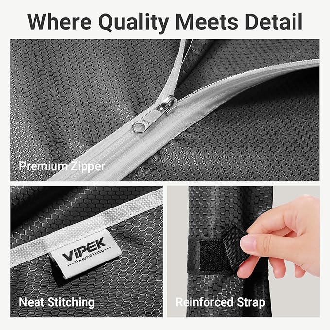 VIPEK V5C Medium Covered Clothes Rack Heavy Duty Portable Closet Wardrobe, Freestanding White Clothing Rack with Black Upgarded Polyester Cover, Adjustable Custom Closet Rack, 56.7" Lx15.7 Wx76.4 H