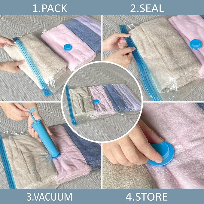 Roomimaster Vacuum Storage Bags, Vacuum Seal Space Saver Bags for Clothing, Travel Lugggage,Carry-on, Blankets, Comforters, Pilow, Bedding, 10 Large