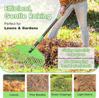 Leaf Rake for Lawn,16.5” Plastic Rake for Yard,Unbreakable Nylon Head,45” Long Handle,Garden Rakes for Grass Turf Debris Mulch Thatch Pine Needles Leaves,Lightweight for Kids Seniors,No Harm to Lawn