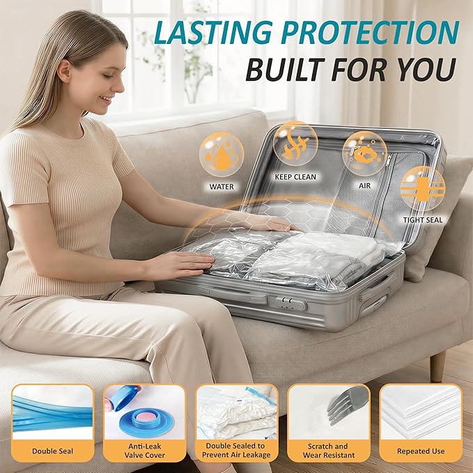 Cozy Essential Travel Vacuum Storage Bags with Rechargeable Cordless USB Pump, Space Saver Bags for Luggage, Suitcase, Carry-On, for Clothes, Blankets, Bedding & Seasonal Storage,26 Combo