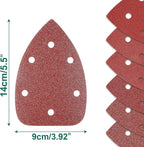 60PCS Triangular Sander Sandpaper, HYCHIKA Detail Sander Sandpaper Assorted 60/80/100/120/180/240 Grits with 6 Holes for Wood Sanding, Fit 3.92inch Qscillating Multi Tool Sander Machine