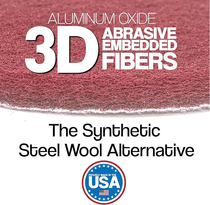 5" Abrasive Pad Hook & Loop Round Non-Woven Discs for Wood, Metal, Scuff Sanding Between Coats of Finish/Paint, Rust Removal, Deburring, Clean Metal, Medium Scuff Pads - 320 Grit - 10 Pack (Maroon)