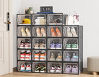 HOMIDEC Shoe Storage, 12 Pack Shoe Organizer for Closet, Shoe Boxes Clear Plastic Stackable Shoe Containers with Lids for Size 13