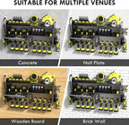 KSVO Power Tool Organizer Wall Mount with Drill Holder, Grinder Bracket, Hammer and Pliers, Locking Drawer, 6-Outlet Charging Rack - Heavy Duty Metal Tool Storage Garage, Workshop (Yellow)