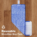 JOYMOOP Mop and Bucket with Wringer Set, Hands Free Flat Floor Mop and Bucket, with 6 Washable Microfiber Pads, Wet and Dry Use, Floor Cleaning System - Black+Red+Slate Blue
