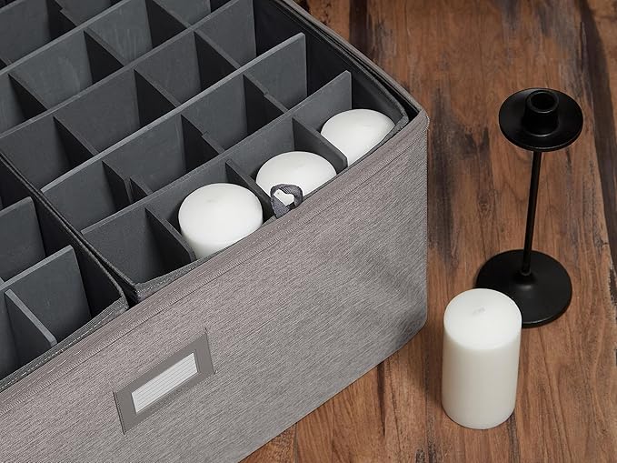 Covermates Keepsakes - Adjustable Zip-Top Storage Box - Configurable FlexGrid Compartments - Heavy Duty Polyester- Reinforced Handles - Stackable Design - Indoor Storage, Grey Heather