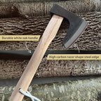 Hatchet Axe for Camping, Gardening, Survival, and Bushcraft - 13” Hand Axe Hatchet with High Carbon Steel Blade, White Oak Handle, and Split Leather Sheath - Camping Gear by Kings County Tools