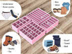Simple Houseware 4-Pack Drawer Organizer Set - Closet Dividers for Underwear, Socks, Bras, Scarves, Ties - Foldable Non-Woven Storage Boxes, Pink