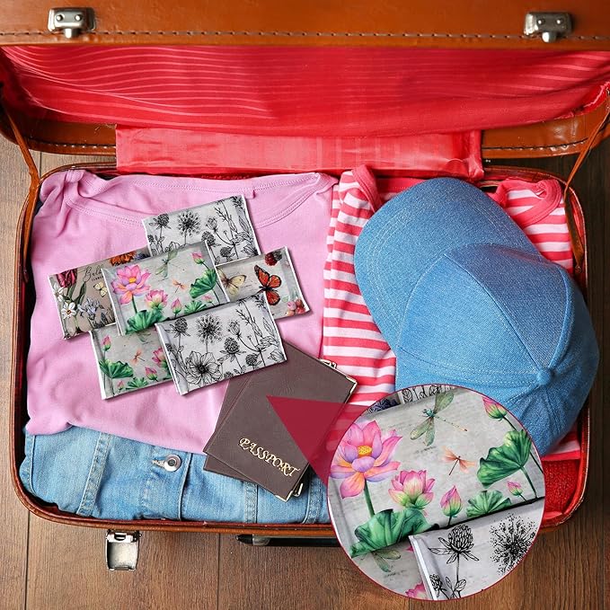 PerKoop 100 Pack Pocket Tissues Travel Slim Packs Small Facial Tissues Wallet Size Toilet Paper for Travel Guest Wedding Supplies, 4 Styles(Retro Floral)