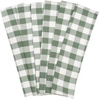 Sage Green Cotton Kitchen Towels - 100% Cotton, Highly Absorbent, Quick Dry, Durable, 30"x20", 6 Pack, Gingham Pattern Dish Towels with Hanging Loop - Classic Plaid Pattern (6 Pack)