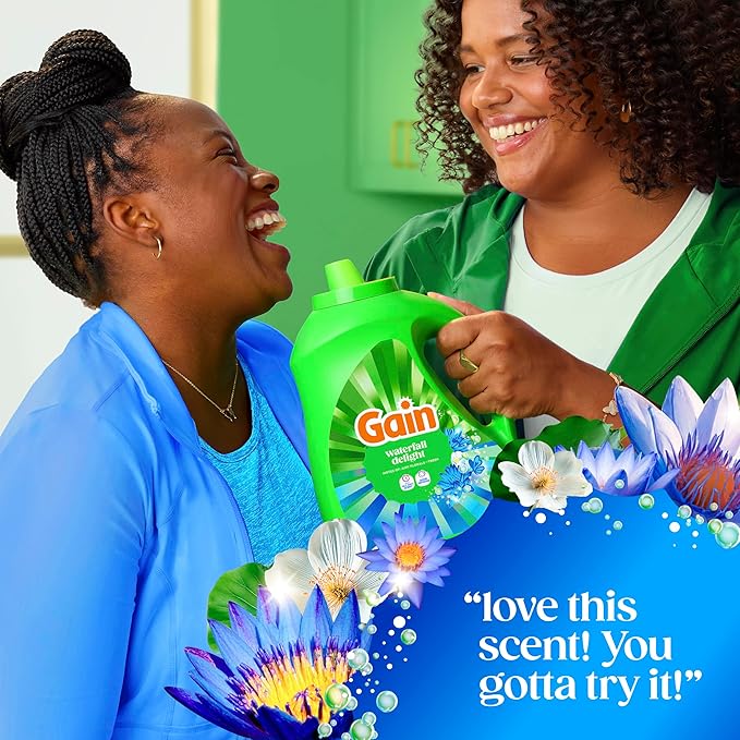 Gain Ultra Oxi Liquid Laundry Detergent, 107 loads, 154 fl oz, Waterfall Delight Scent, 2-in-1, HE Compatible
