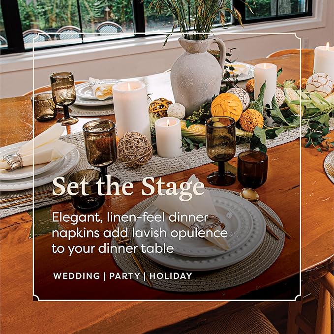 400-Pack BloominGoods Disposable Bathroom Napkins | Linen-Feel Guest Towels | Cloth-Like Hand Tissue Paper, White, 12" x 17"