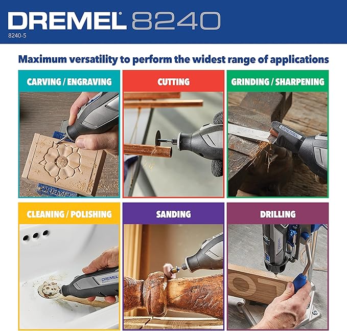 Dremel 8240 12V Cordless Rotary Tool Kit with Variable Speed and Comfort Grip -Includes 2AH Battery Pack, Charger & more (Renewed)