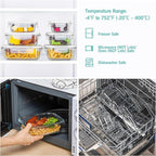 Vtopmart 8 Pack Glass Food Storage Containers with Airtight Lids, Glass Meal Prep Containers, Lunch Office Meal for Microwave, Oven, Freezer and Dishwasher, BPA Free