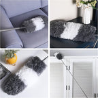 BOOMJOY Microfiber Feather and Cobweb Duster Set, Bendable Head and 100 inches Extension Pole, for High Ceiling, Fan, Blinds, Furniture