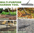 Bow Rake, 79" Heavy Duty Garden Rake with Wide 17 Tines Head & Stainless Steel Handle, Adjustable Rakes for Lawns Yard Loosening Soil Thatching Gathering Leaves Gravel