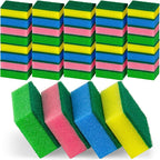 DecorRack 40 Pack Kitchen Sponges, Heavy Duty, Non-Scratch Cleaning Scrub Sponges for Dishes, Cleaning Household, Bathroom, Car Wash - Multicolor (Pack of 40)