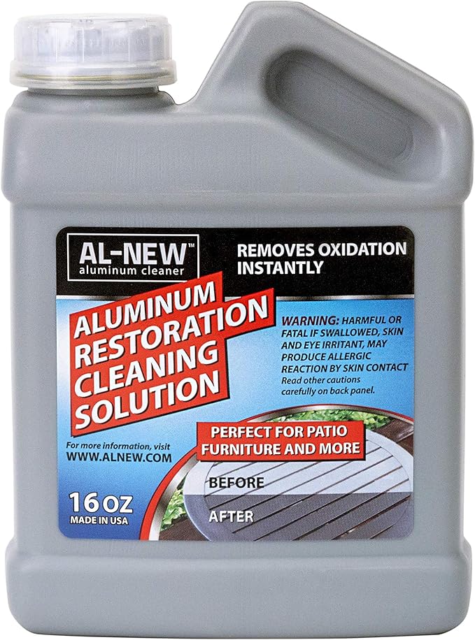 AL-NEW Aluminum Restoration Cleaning Solution | Clean & Restore Patio Furniture, Stainless Steel, and Other Household Metal Surfaces (16 oz.)