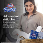 Clorox Fraganzia Fabric Softener Dryer Sheets, Wrinkle Reducing and Anti Static Laundry Dryer Sheets for Great Smelling Clothes, Softens Fabrics, Fresh Ocean Scent, 105 Count