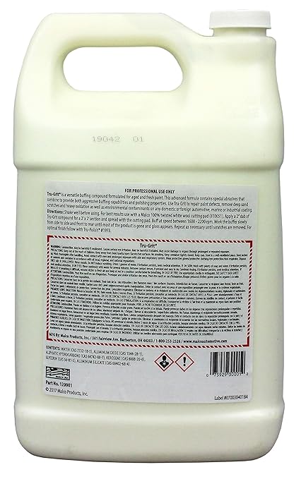 Malco Tru Grit - Heavy Duty Buffing and Polishing Compound for Cars/Automotive Paint Correction and Detailing/Removes 1000-1500 Grit Sand Scratches / 1 Gallon (120001)