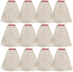 Matthew Cleaning 24oz 12Pack Cotton Mop Head Replacement,Looped-Open String Heavy Duty String Mop Refills,Universal Headband Blend,Floor Cleaning for Home, Industrial and Commercial Use(White)