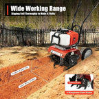 Garden Tiller Cultivator 52CC 2 Stroke Gasoline Powered Land Cultivator Yard Tiller Rototiler for Garden Lawn Digging Weed Removal Soil Cultivation