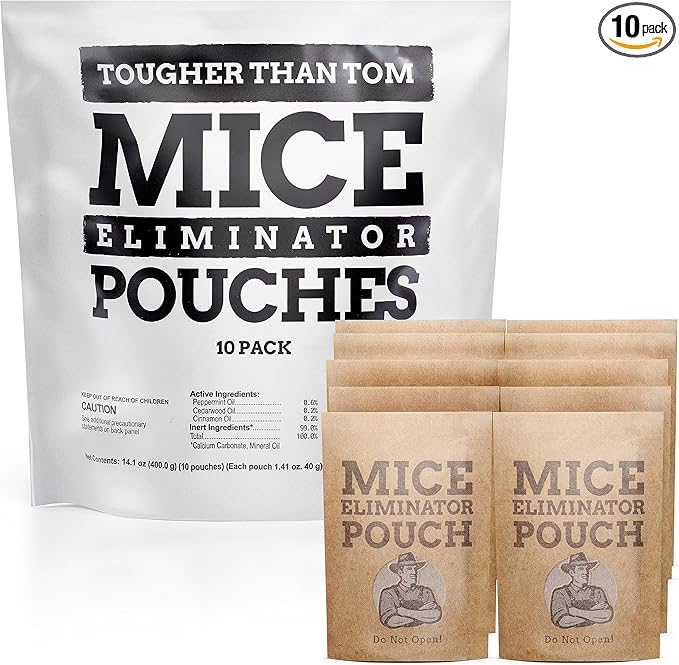 10 Pack All-Natural Mice Repellent Pouches – Harmless Peppermint Essential Oil Mouse Deterrent - Keep Mice Out of Your Home and Your Family Safe - by Tougher Than Tom